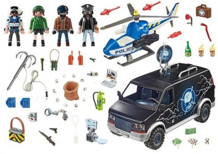 Игровой набор Погоня на вертолете за беглецами в фургоне Playmobil