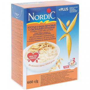 Каша  безмолочная 4 злака с овсяными отрубями 12 месяцев 600 г Nordic