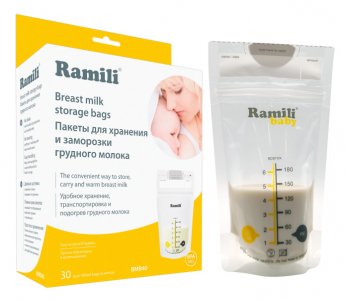 Пакеты для хранения и заморозки грудного молока 180 мл 30 шт. Ramili
