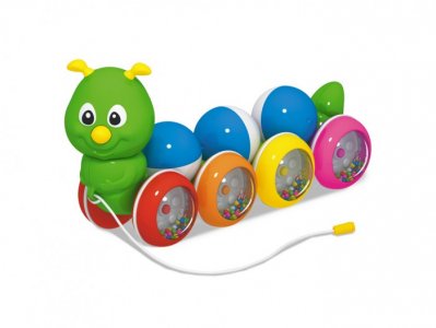 Каталка-игрушка  на веревочке Гусеница с шариками 25.5х10х13 см Стеллар