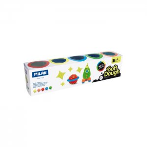 Мягкий пластилин неоновые цвета в баночках 5 цветов по 142 г картонной упаковке Milan