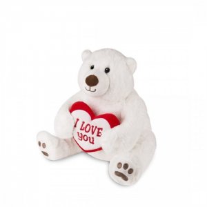 Мягкая игрушка  Белый медведь с сердцем 23 см Maxitoys