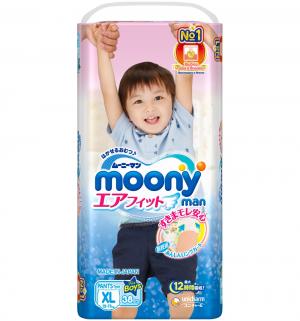 Подгузники-трусики  XL для мальчиков (12-17 кг) 38 шт. Moony