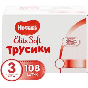 Трусики-подгузники Huggies Elite Soft 3, 6-11 кг, 108 шт.