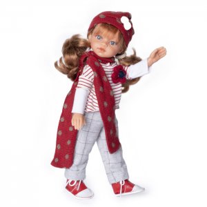 Кукла девочка Эльвира в красном кэжуал образе 33 см Munecas Antonio Juan