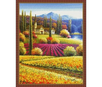 Алмазная мозаика с нанесенной рамкой Тосканские домики 34 цвета 40х50 см Molly