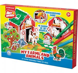 Пазл 3D для раскрашивания  My Farmland Animals 10 флом+6 карт+игровое поле Erich Krause