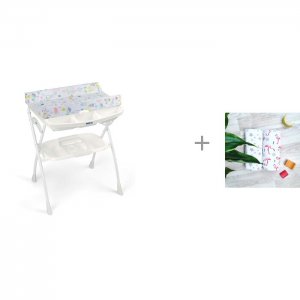 Пеленальный столик  Volare с ванночкой 243 и Пеленка Mjolk Фламинго/Звезды 80х80 см CAM
