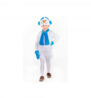 Карнавальный костюм  Снеговичок шапка/жилет/шорты/шарф, цвет: белый/бирюзовый Карнавалия