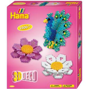 Термомозаика  Perlen 3D Цветы + 1 основа, 2500 бусин Hama