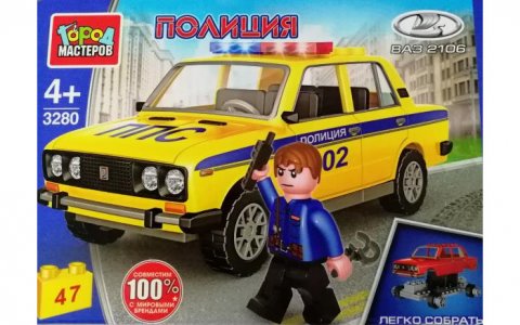 Конструктор  lada-2106 полиция (47 деталей) Город мастеров