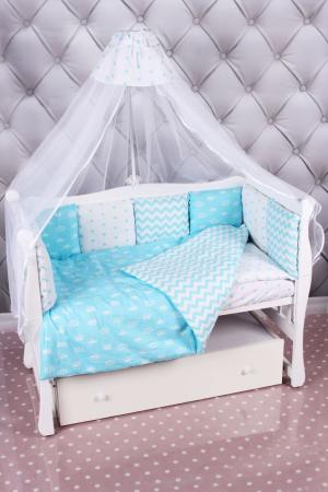 Комплект постельного белья  Royal Baby, цвет: белый/голубой 7 предметов Amarobaby