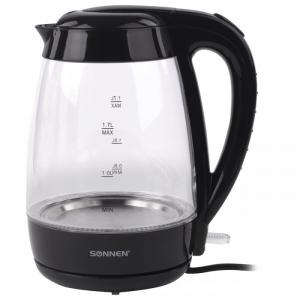 Чайник KT-200BK стекло с подсветкой 1.7 л Sonnen