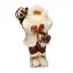 Фигура Дед Мороз в Белой Шубе с Мешком 45 см Maxitoys
