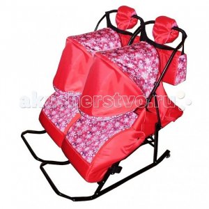 Санки-коляска  Comfort Снежинки для двойни Kristy