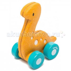 Каталка-игрушка  Деревянный динозаврик на колесиках Plan Toys