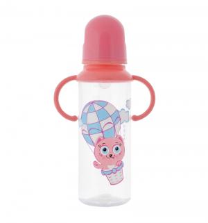 Бутылочка  С ручками полипропилен, 250 мл, цвет: розовый Курносики