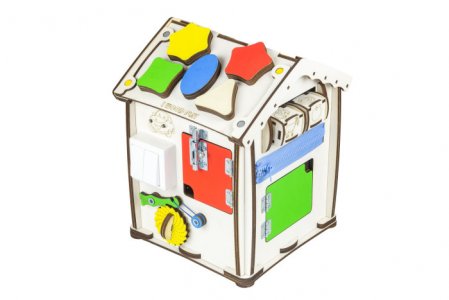 Деревянная игрушка  Бизиборд Дом со светом Мультицвет 30x24x24 см Iwoodplay