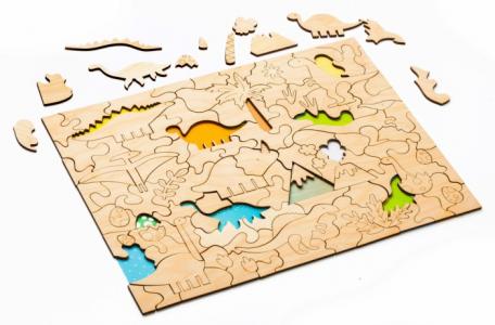 Деревянная игрушка  Мозаика-раскраска Динозавры Bradex