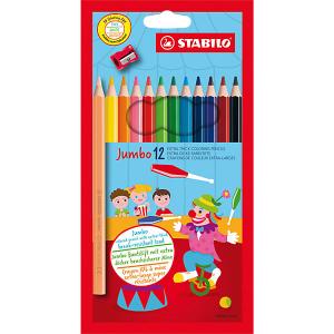 Цветные карандаши с точилкой Stabilo Jumbo 12 цветов, утолщённые