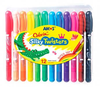 Мелки пастельные на масляной основе Silky Twisters 12 цветов Amos