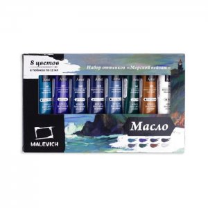 Набор масляных красок Tician Морской пейзаж 8 цветов по 12 мл Малевичъ