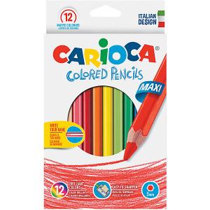 Набор крупных цветных карандашей  Maxi, 12 цветов Carioca. Цвет: белый