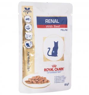 Влажный диетический корм  Veterinary Diet Renal для взрослых кошек при почечной недостаточности, говядина, 85г Royal Canin