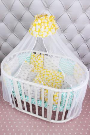 Комплект постельного белья  Happy Baby, цвет: бирюзовый/желтый 8 предметов Amarobaby