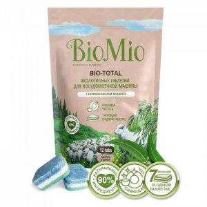 Таблетки для посудомоечной машины с эфирным маслом эвкалипта 7 в 1 12 шт. BioMio