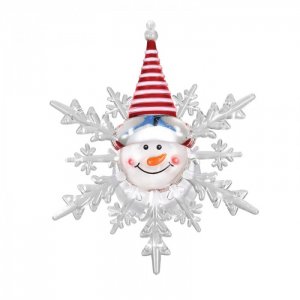 Фигурка новогодняя на присоске Снеговик светящаяся 12 см Vegas
