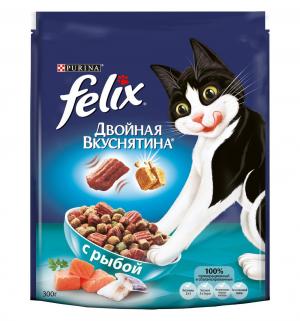 Сухой корм  Двойная вкуснятина для взрослых кошек, рыба, 300г Felix