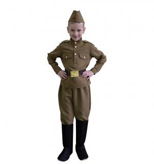 Карнавальный костюм  Солдат пилотка/гимнастерка/ремень/штаны/сапоги, цвет: хаки Карнавалия