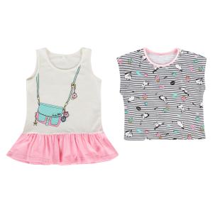 Комплект футболка/платье  Каникулы, цвет: розовый/молочный Leader Kids