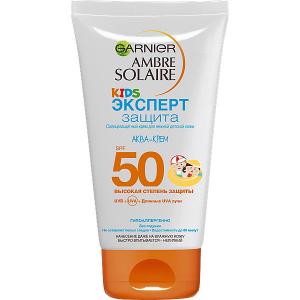 Солнцезащитный аква-крем для тела  Ambre Solaire Kids Эксперт защита SPF 50, 150 мл Garnier