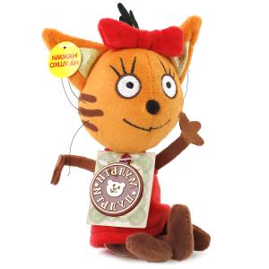 Интерактивная мягкая игрушка  Три кота Карамелька 13 см цвет: оранжевый/красный Мульти-Пульти