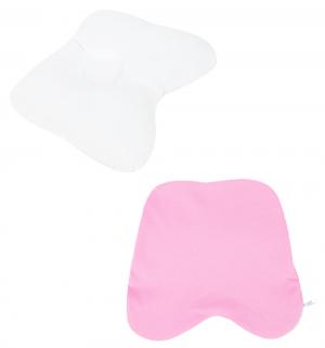 Комплект подушка/наволочка  27 х 24 5 см Бабочка плюс, цвет: белый/розовый Smart-textile