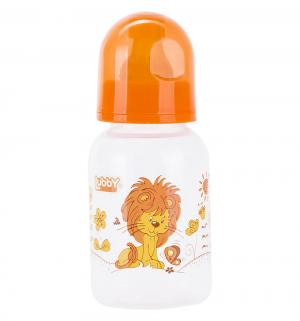 Бутылочка  Веселые животные полипропилен с рождения, 125 мл, цвет: оранжевый Lubby