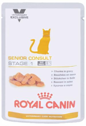 Корм диетический влажный  Veterinary Care Nutrition Senior Consult Stage 1 для кошек в возрасте, курица, 100г Royal Canin
