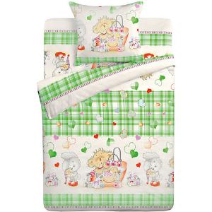 Детское постельное белье 3 предмета , простыня на резинке, BGR-72 Letto. Цвет: зеленый