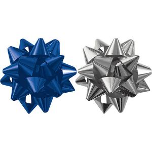 Бант-звезда, 2 штуки в PP пакете с подвесом (синий, серебряный) Regalissimi