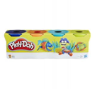 Набор для лепки из пластилина  4 банки синий оранжевый зеленый желтый Play-Doh