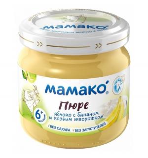 Пюре  яблоко-банан с козьим творогом 6 месяцев, 80 г Мамако