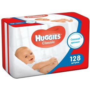 Салфетки  «Classic» влажные детские, 128 шт Huggies
