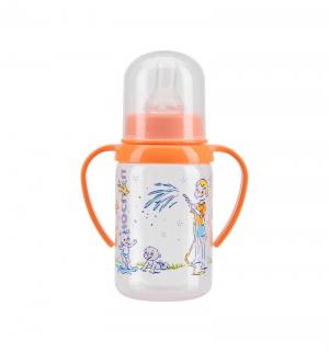 Бутылочка  С ручками полипропилен рождения, 120 мл, цвет: оранжевый Курносики