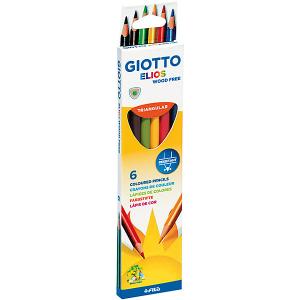 Цветные карандаши  пластиковые, 6 штук GIOTTO. Цвет: разноцветный