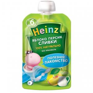 Пюре  яблоко-персик сливки с 6 месяцев, 90 г Heinz