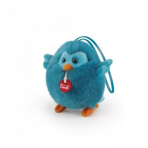 Мягкая игрушка  Синяя птичка-пушистик на веревочке 10 см Trudi