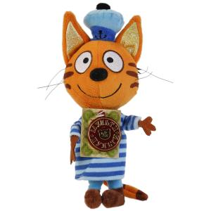 Мягкая интерактивная игрушка  Три кота Коржик 14 см цвет: оранжевый/синий Мульти-Пульти